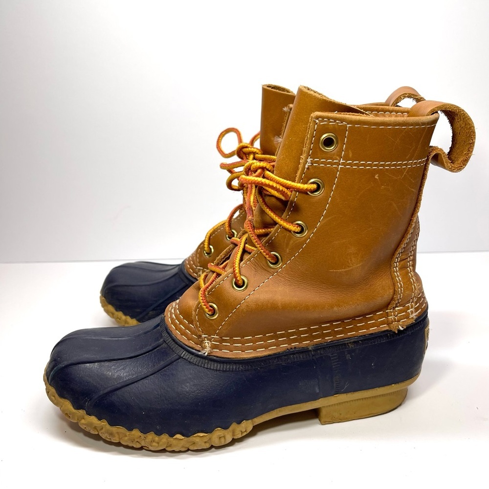 L.L Bean Women’s Bean Boots 8”‎ Navy Tan Size 6M